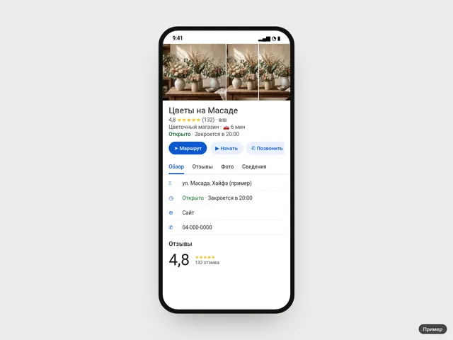 Пример: карточка Google